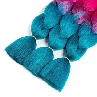 AFNOTE Ombre Braiding Hair for Black Women 3 Pack 24 Inch Synthetic Braids Hair Extensions High Temperature Synthetic Crochet Braiding Hair for Women Girl (Peach Pink/Lake Blue)