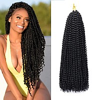 7 Packs Passion Twist Hair 24 Inch Water Wave Synthetic Braids for Passion Twist Crochet Braiding Hair Goddess Locs Long Bohemian Curl Hair Extensions (22Strands/Pack, 1B#)