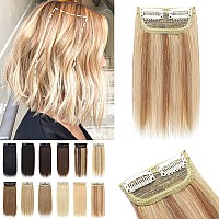 S-noilite Short Hair Extensions Clip in Human Hair 2PCS 2 Clips Balayage Clip in Hairpieces Remy Hair For Women with Short Hair Adding Hair Volume 20g 6Inch-Golden Brown/Bleach Blonde