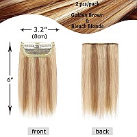 S-noilite Short Hair Extensions Clip in Human Hair 2PCS 2 Clips Balayage Clip in Hairpieces Remy Hair For Women with Short Hair Adding Hair Volume 20g 6Inch-Golden Brown/Bleach Blonde