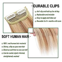 S-noilite Short Hair Extensions Clip in Human Hair 2PCS 2 Clips Balayage Clip in Hairpieces Remy Hair For Women with Short Hair Adding Hair Volume 20g 6Inch-Golden Brown/Bleach Blonde