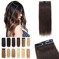 S-noilite Clip in Human Hair Extensions for Short Hair 2PCS 2 Clips Clip in Hairpieces For Women with Thinning Hair Add Hair Volume 34g 12Inch-Dark Brown