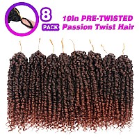 Pretwisted Passion Twist Crochet Hair 10 Inch 8 Packs Crochet Passion Twists Pre Looped Short Passion Twist Hair Crochet Braid