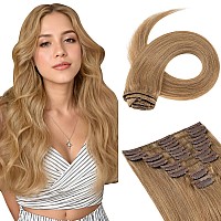 Benehair Clip In Hair Extensions Real Human Hair Blonde Hair Extensions Clip In Human Hair Long Straight Remy Natural Full Head