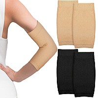 2 Pairs Full Forearm Tattoo Cover Up Compression Sleeves Band Concealer Support Uv Arm Sleeves For Women Men Black Nude71 X