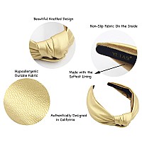 Yetasi Headbands For Women Gold Trendy Head Bands For Womens Hair Faux Leather Knotted Headband For Women Is A Top Knot Womens