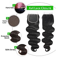 Kapelli Hair Body Wave Human Hair 3 Bundles With Closure 10A Brazilian Virgin Hair Bundles With Lace Closure 14 16 1814Closure