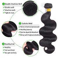 Kapelli Hair Body Wave Human Hair 3 Bundles With Closure 10A Brazilian Virgin Hair Bundles With Lace Closure 14 16 1814Closure