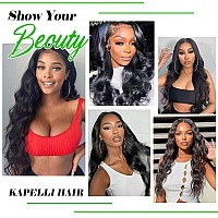 Kapelli Hair Body Wave Human Hair 3 Bundles With Closure 10A Brazilian Virgin Hair Bundles With Lace Closure 14 16 1814Closure