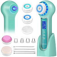 Umickoo Face Scrubber Exfoliatorfacial Cleansing Brush Waterproof With Lcd Screenblackhead Remover Vacuum With 5 Brush Headsf