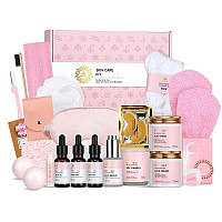 Spa Gifts For Women 28Pcs Rose Facial Skin Care Set Includes Face Cream Bath Oil Shower Accessories Body Facial Kit For Wome