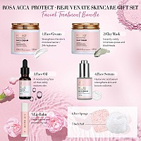 Spa Gifts For Women 28Pcs Rose Facial Skin Care Set Includes Face Cream Bath Oil Shower Accessories Body Facial Kit For Wome