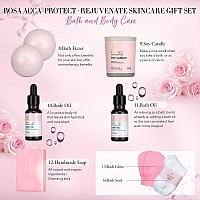 Spa Gifts For Women 28Pcs Rose Facial Skin Care Set Includes Face Cream Bath Oil Shower Accessories Body Facial Kit For Wome