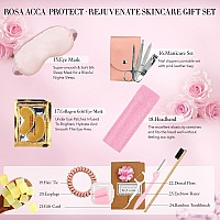 Spa Gifts For Women 28Pcs Rose Facial Skin Care Set Includes Face Cream Bath Oil Shower Accessories Body Facial Kit For Wome