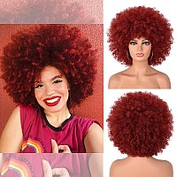 Annisoul Afro Wigs For Black Women Short Curly Afro Kinky Wig 70S Bouncy Huge Fluffy Puff Wigs Premium Synthetic For Cosplay And