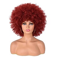 Annisoul Afro Wigs For Black Women Short Curly Afro Kinky Wig 70S Bouncy Huge Fluffy Puff Wigs Premium Synthetic For Cosplay And