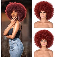 Annisoul Afro Wigs For Black Women Short Curly Afro Kinky Wig 70S Bouncy Huge Fluffy Puff Wigs Premium Synthetic For Cosplay And