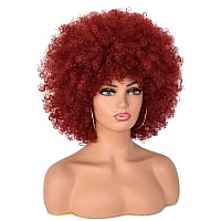 Annisoul Afro Wigs For Black Women Short Curly Afro Kinky Wig 70S Bouncy Huge Fluffy Puff Wigs Premium Synthetic For Cosplay And