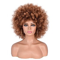 Annisoul Afro Wigs For Black Women Short Curly Afro Kinky Wig 70S Bouncy Huge Fluffy Puff Wigs Premium Synthetic For Cosplay And