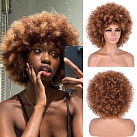 Annisoul Afro Wigs For Black Women Short Curly Afro Kinky Wig 70S Bouncy Huge Fluffy Puff Wigs Premium Synthetic For Cosplay And