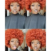 Annisoul Afro Wigs For Black Women Short Curly Afro Kinky Wig 70S Bouncy Huge Fluffy Puff Wigs Premium Synthetic For Cosplay And