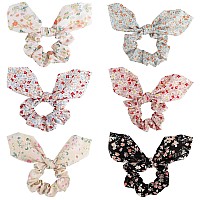 Jaciya Hair Scrunchies With Bow Hair Ties Bunny Ear Bowknot Scrunchie Floral Girls Hair Accessories Hair Scrunchies For Womens