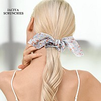 Jaciya Hair Scrunchies With Bow Hair Ties Bunny Ear Bowknot Scrunchie Floral Girls Hair Accessories Hair Scrunchies For Womens