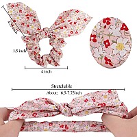 Jaciya Hair Scrunchies With Bow Hair Ties Bunny Ear Bowknot Scrunchie Floral Girls Hair Accessories Hair Scrunchies For Womens