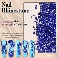 3600Pcs Royal Blue Round Rhinestones 184Mm Flatback For Manicure 6 Multi Sizes Nail Art Shine Crystal Gem Diamond Bling Set W