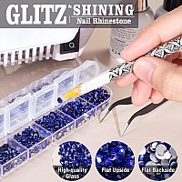 3600Pcs Royal Blue Round Rhinestones 184Mm Flatback For Manicure 6 Multi Sizes Nail Art Shine Crystal Gem Diamond Bling Set W