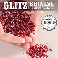 3600Pcs Red Round Rhinestones Flatback 184Mm Flatback For Manicure 6 Multi Sizes Nail Art Shine Crystal Gem Diamond Bling Set