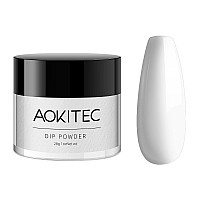 Aokitec Dip Powder Classic White Color Nail Dipping Powder French Powder Pro Collection System Nail Art Starter Manicure Salon