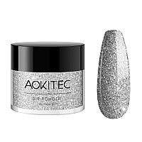 Aokitec Dip Powder Glitter Silver Color Nail Dipping Powder French Powder Pro Collection System Nail Art Starter Manicure Salon