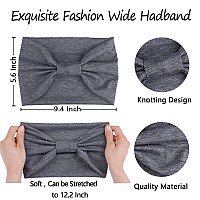 Xtrend 4 Packs Wide Headband Fashion Personality Headscarf Bohemian Style Elastic Knotted Nonslip Headband Suitable For Black W