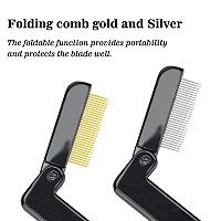 G2Plus 2Pcs Folding Eyelash Comb Eyebrow Comb Metal Teeth Professional Tool For Define Lash Brow Black