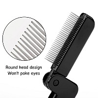 G2Plus 2Pcs Folding Eyelash Comb Eyebrow Comb Metal Teeth Professional Tool For Define Lash Brow Black