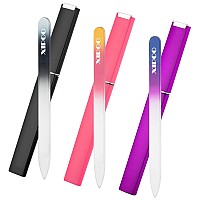 Glass Nail File Nail File 3 Pack Premium Glass Nail File With Case Crystal Nail File Professional Salon Manicure Tool For Na