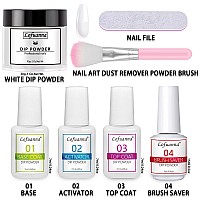 Lofuanna Dip Powder Nail Kit Starter-White Nail Dipping Powder with Base&Top Coat&Activator&Brush Saver,No UV/LED Needed,DIY French Nail Art Manicure,Easy to Apply for Home or Salon Use