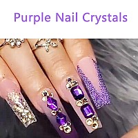 4880 Pcs Purple Nail Rhinestones Nail Crystals Gems Beads Stones Light Purple Round Multi Shaped Flatback Nail Rhinestones Gems