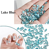 4880Pcs Lake Blue Rhinestones for Nails, Blue Crystal Nail Rhinestones Round Beads Flatback Glass Gems Stones, Multi Shapes Rhinestones 3D Crystals for Nail Art DIY Crafts Clothes Shoes Jewelry