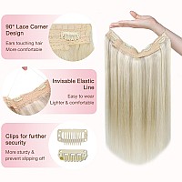 Goo Goo Wire Hair Extensions Human Hair 17A60A Ash Blonde Mix Platinum Blonde Highlighted 16Inch 95G Invisible Wire Hair Exte