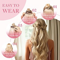 Goo Goo Wire Hair Extensions Human Hair 17A60A Ash Blonde Mix Platinum Blonde Highlighted 16Inch 95G Invisible Wire Hair Exte