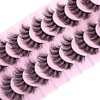 Wiwoseo Mink Lashes Eyelashes Natural Fluffy Faux Mink Lashes 3D Thick Volume D Curl Wispy Eyelashes That Look Like Extensions F