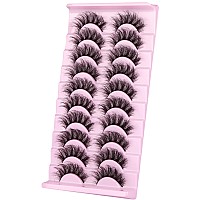 Wiwoseo Mink Lashes Eyelashes Natural Fluffy Faux Mink Lashes 3D Thick Volume D Curl Wispy Eyelashes That Look Like Extensions F