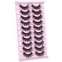 Wiwoseo Mink Lashes Eyelashes Natural Fluffy Faux Mink Lashes 3D Thick Volume D Curl Wispy Eyelashes That Look Like Extensions F