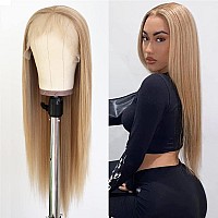 QD-Tizer Lace Front Wig Blonde Hair Heat Resistant Long Straight Mixed Blonde Synthetic Lace Front Wigs for Fashion Women