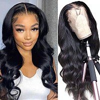 Atilck Lace Front Wigs Human Hair Body Wave 13x4 HD Transparent Lace Frontal Wigs with Baby Hair Brazilian Human Hair Wigs for Black Women 150% Denisty Glueless Wigs Human Hair Pre Plucked Natural Color (20 Inch)