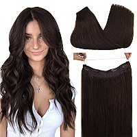 Goo Goo Wire Hair Extensions Human Hair 2A Light Brown Natural 14Inch 75G Invisible Wire Hair Extensions With Transparent Sea