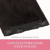 Goo Goo Wire Hair Extensions Human Hair 2A Light Brown Natural 14Inch 75G Invisible Wire Hair Extensions With Transparent Sea