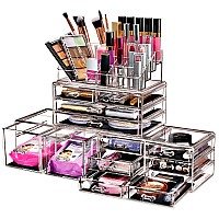 Sorbus Large Makeup Organizer Clear Stackable Jewelry Makeup Organizer For Vanity Bathroom Storage Dresser 12 Drawers Co